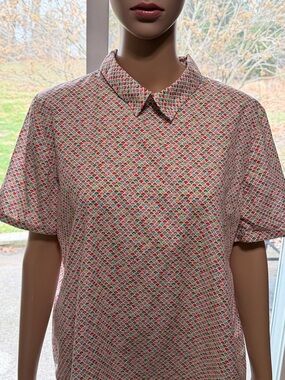 Vintage Robert Friedman Babydoll Blouse, Back Buttons, 100% Cotton, XL